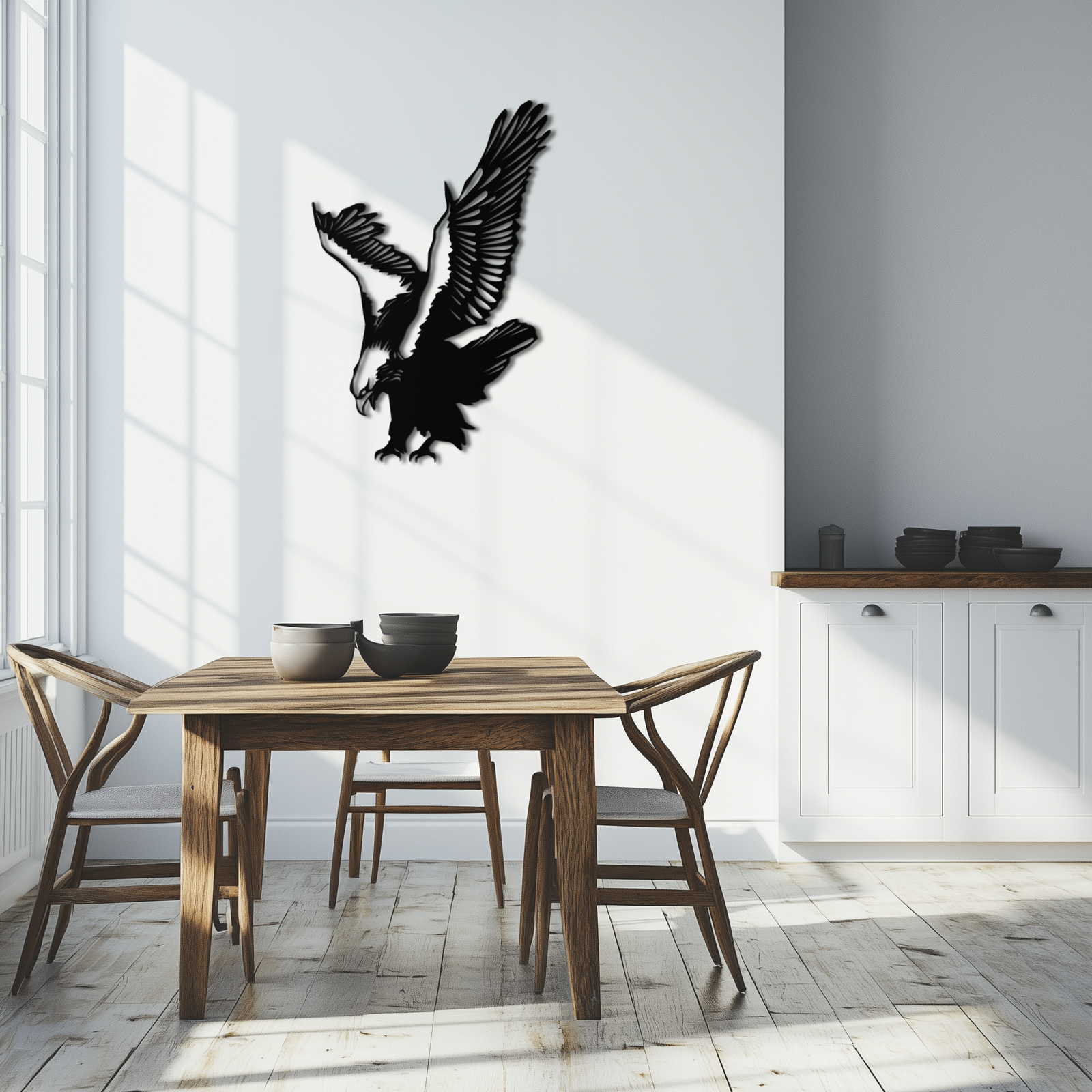 Majestic Eagle Metal Duvar Sanatı - Güçlü Çelik Kuş Silüeti - KAF059