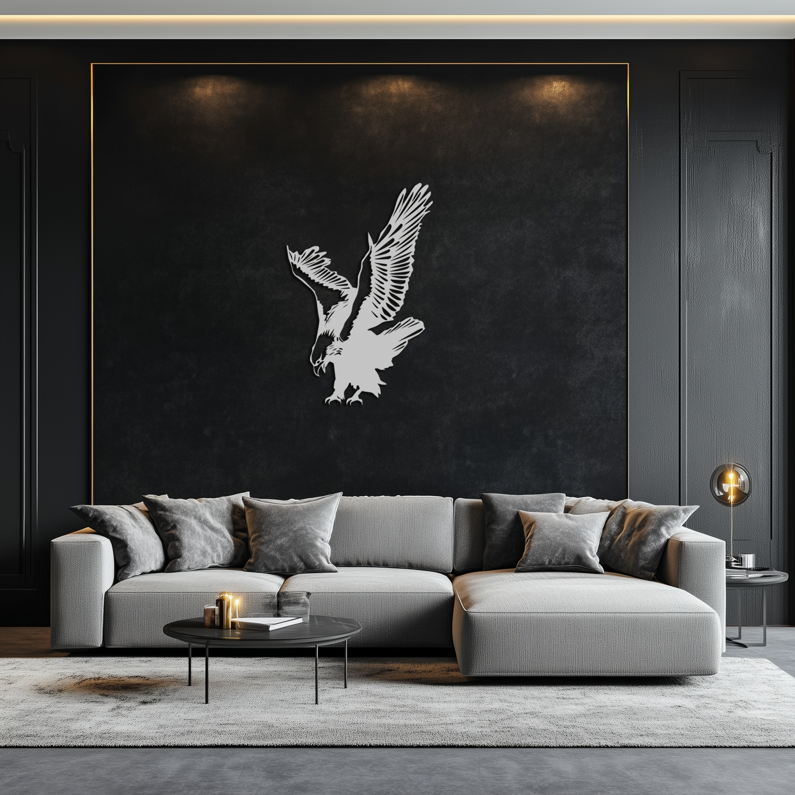 Majestic Eagle Metal Duvar Sanatı - Güçlü Çelik Kuş Silüeti - KAF059