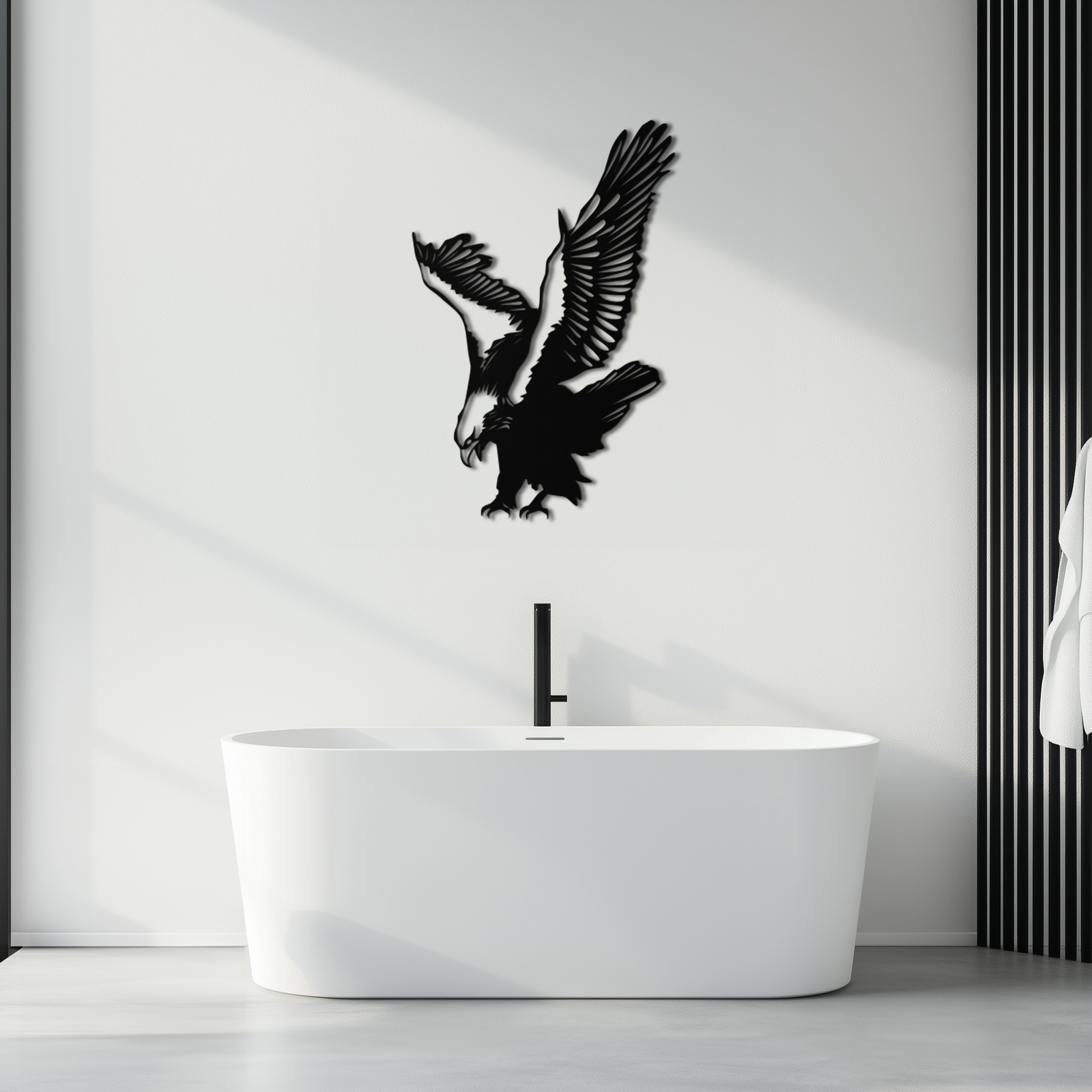 Majestic Eagle Metal Duvar Sanatı - Güçlü Çelik Kuş Silüeti - KAF059