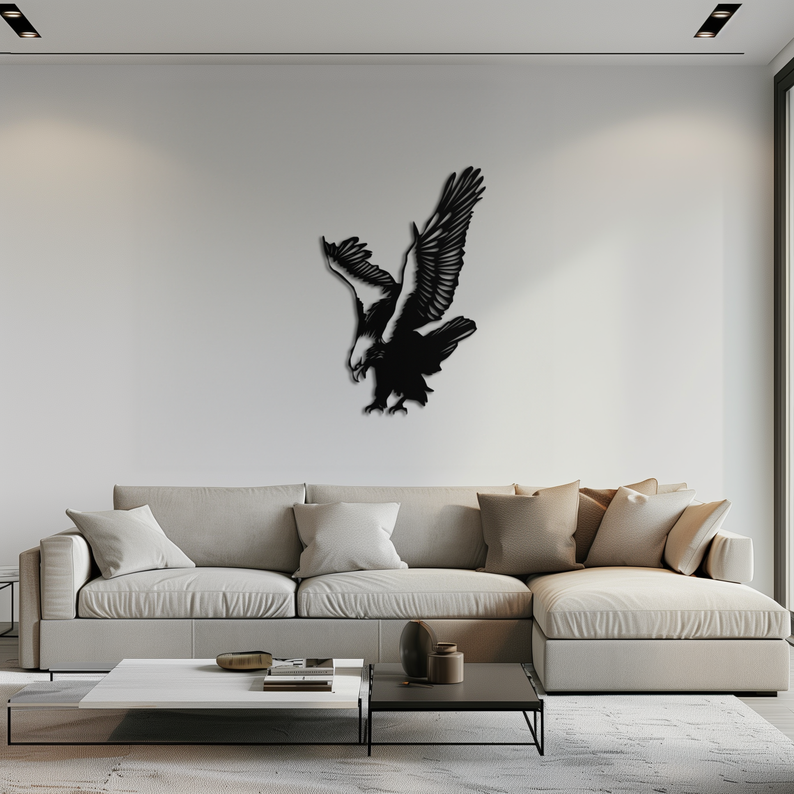 Majestic Eagle Metal Duvar Sanatı - Güçlü Çelik Kuş Silüeti - KAF059