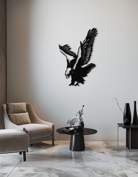 Majestic Eagle Metal Duvar Sanatı - Güçlü Çelik Kuş Silüeti - KAF059