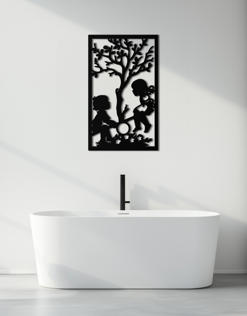 Load image into Gallery viewer, Playful Childhood Metal Wall Art - Nostalgic Minimalist Steel Decor - KAF060
