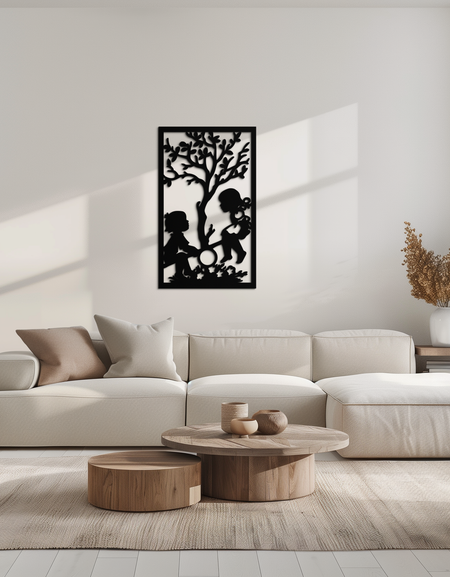 Eğlenceli Çocukluk Metal Duvar Sanatı - Nostaljik Minimalist Çelik Dekor - KAF060