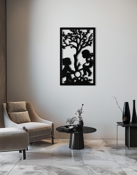 Eğlenceli Çocukluk Metal Duvar Sanatı - Nostaljik Minimalist Çelik Dekor - KAF060