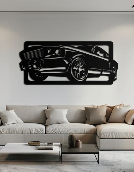 Klasik Kaslı Araba Metal Duvar Sanatı - Vintage Otomotiv Dekoru - KAF061