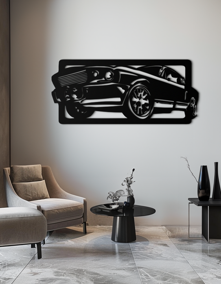 Klasik Kaslı Araba Metal Duvar Sanatı - Vintage Otomotiv Dekoru - KAF061