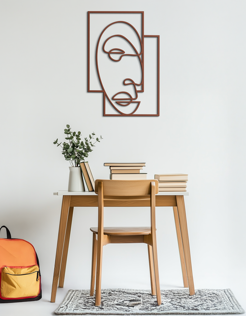 Load image into Gallery viewer, Abstract Minimalist Face Metal Wall Art – Modern Geometric Line Art - KAF064
