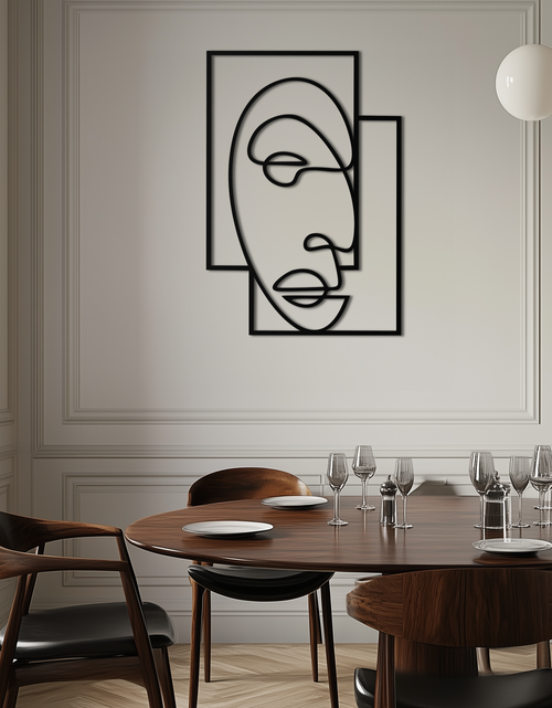 Load image into Gallery viewer, Abstract Minimalist Face Metal Wall Art – Modern Geometric Line Art - KAF064
