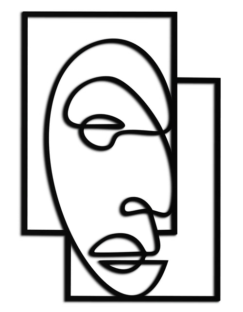 Load image into Gallery viewer, Abstract Minimalist Face Metal Wall Art – Modern Geometric Line Art - KAF064
