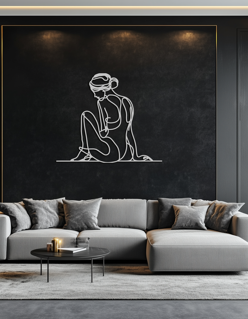 Load image into Gallery viewer, Minimalist Sitting Woman Metal Wall Art - Elegant Modern Line Art Decor - KAF065
