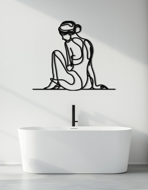 Load image into Gallery viewer, Minimalist Sitting Woman Metal Wall Art - Elegant Modern Line Art Decor - KAF065
