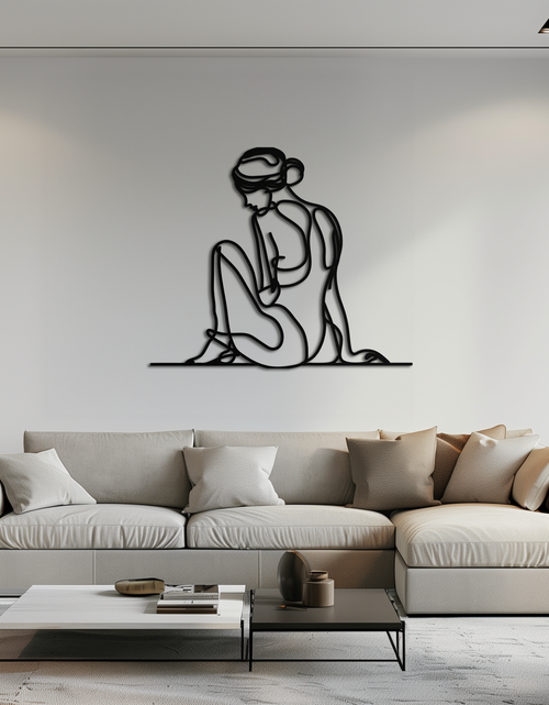 Load image into Gallery viewer, Minimalist Sitting Woman Metal Wall Art - Elegant Modern Line Art Decor - KAF065
