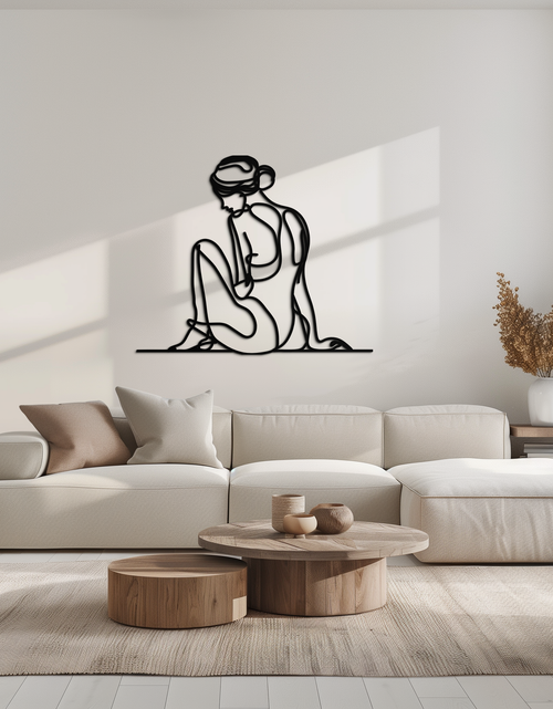 Load image into Gallery viewer, Minimalist Sitting Woman Metal Wall Art - Elegant Modern Line Art Decor - KAF065
