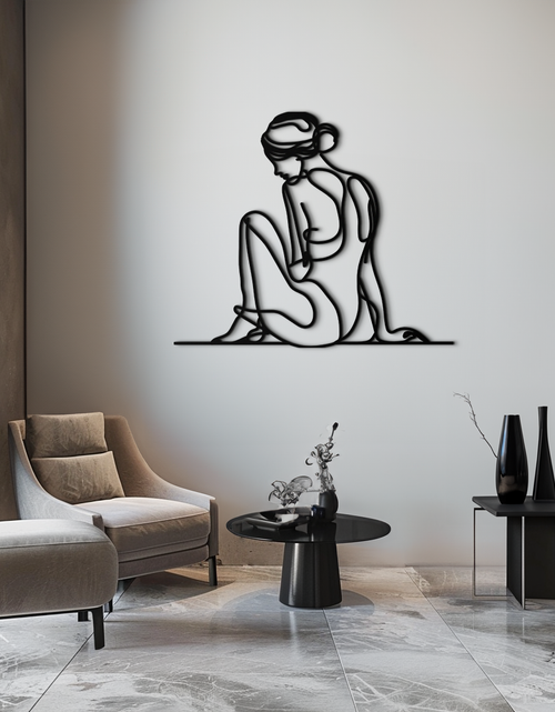 Load image into Gallery viewer, Minimalist Sitting Woman Metal Wall Art - Elegant Modern Line Art Decor - KAF065

