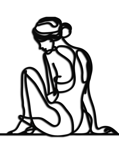 Load image into Gallery viewer, Minimalist Sitting Woman Metal Wall Art - Elegant Modern Line Art Decor - KAF065
