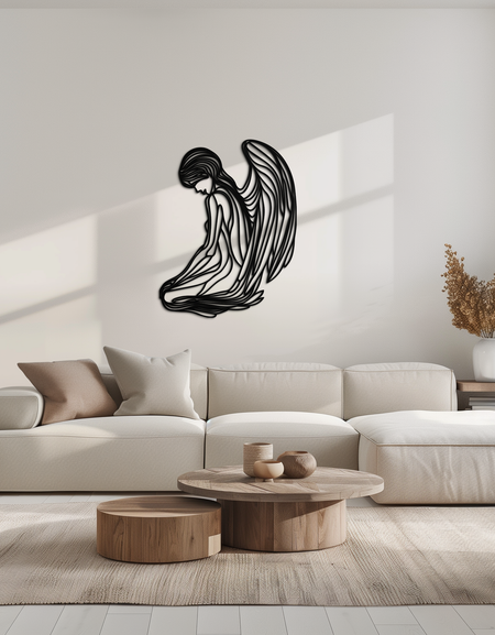 Ethereal Angel Metal Wall Art - Elegant and Serene Decorative Piece - KAF067