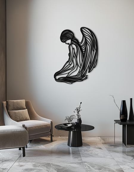 Ethereal Angel Metal Wall Art - Elegant and Serene Decorative Piece - KAF067