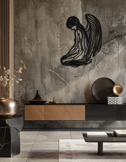 Load image into Gallery viewer, Ethereal Angel Metal Wall Art - Elegant and Serene Decorative Piece - KAF067
