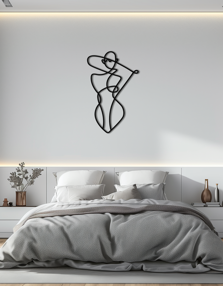 Minimalist Abstract Female Form Metal Wall Art – Modern Line Art Sculpture - KAF069