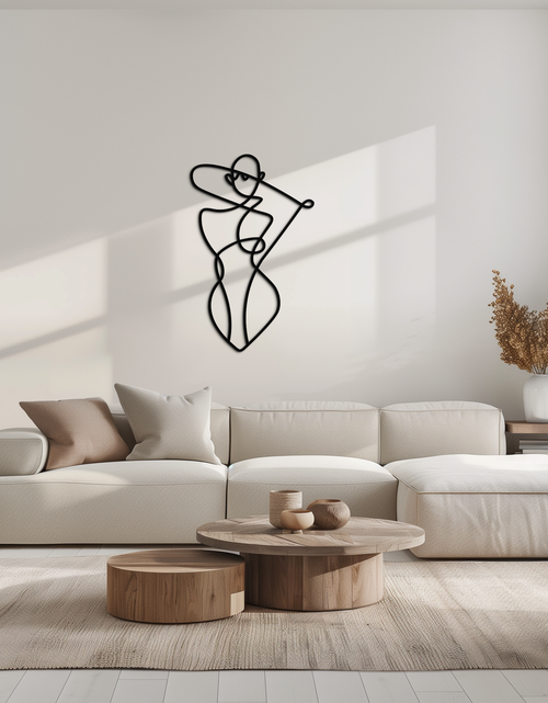 Resmi Galeri görüntüleyicisine yükleyin, Minimalist Soyut Kadın Formu Metal Duvar Sanatı – Modern Çizgi Sanatı Heykeli - KAF069
