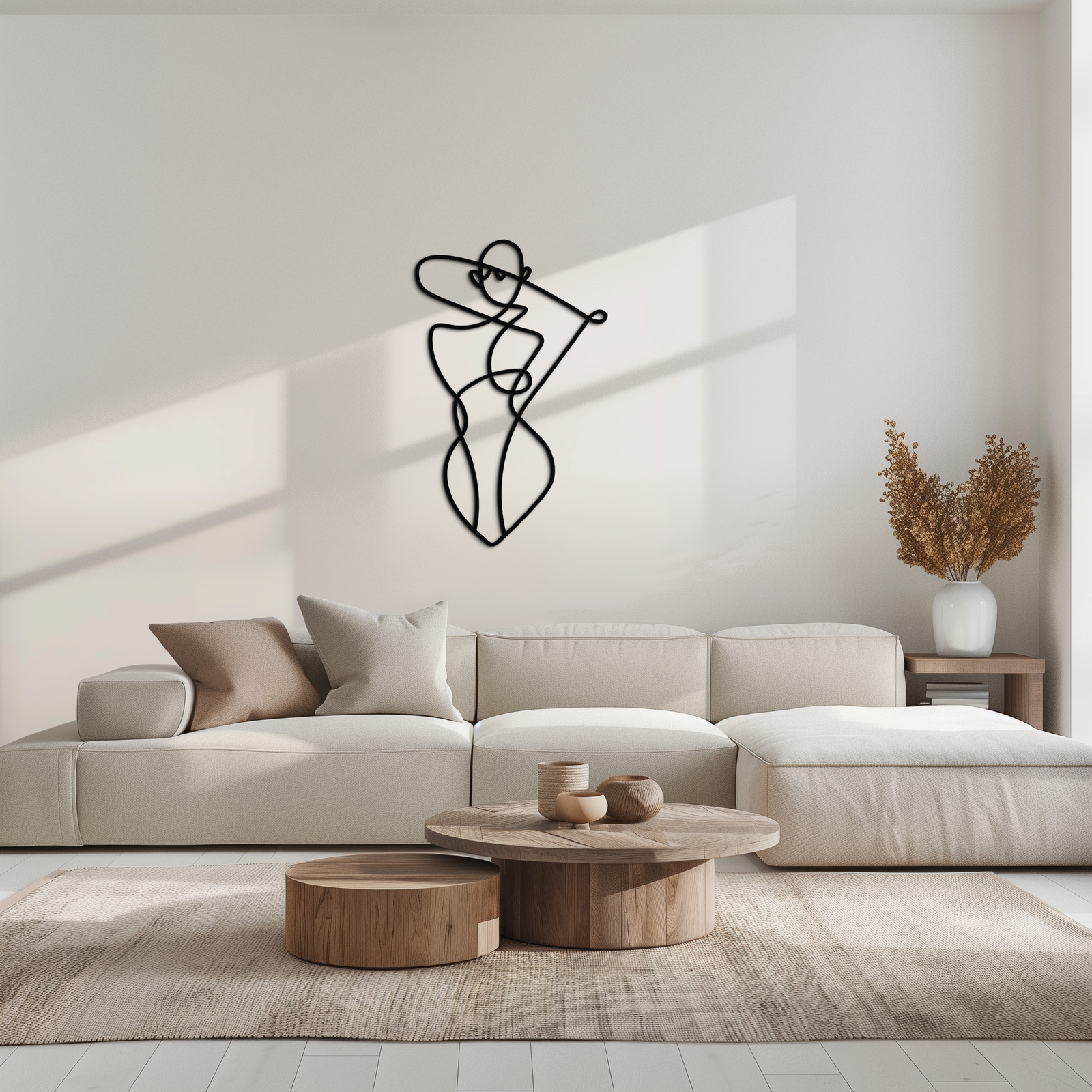 Minimalist Soyut Kadın Formu Metal Duvar Sanatı – Modern Çizgi Sanatı Heykeli - KAF069
