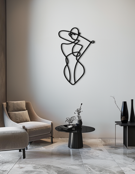 Minimalist Abstract Female Form Metal Wall Art – Modern Line Art Sculpture - KAF069