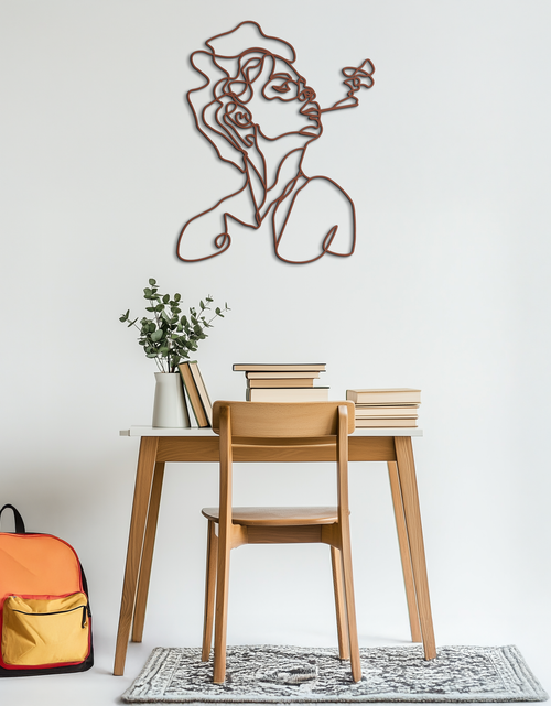 Load image into Gallery viewer, Abstract Female Line Art Metal Wall Decor – Modern Minimalist Face Sculpture - KAF071
