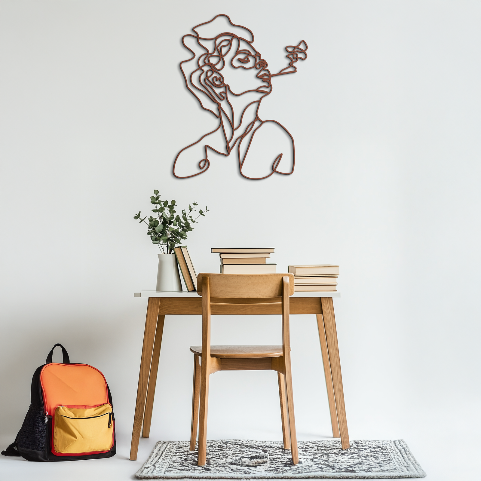 Abstract Female Line Art Metal Wall Decor – Modern Minimalist Face Sculpture - KAF071