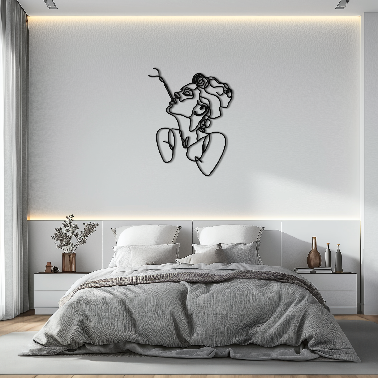 Abstract Feminine Line Art Metal Wall Decor - Minimalist Modern Design - KAF072