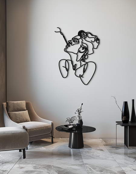 Abstract Feminine Line Art Metal Wall Decor - Minimalist Modern Design - KAF072