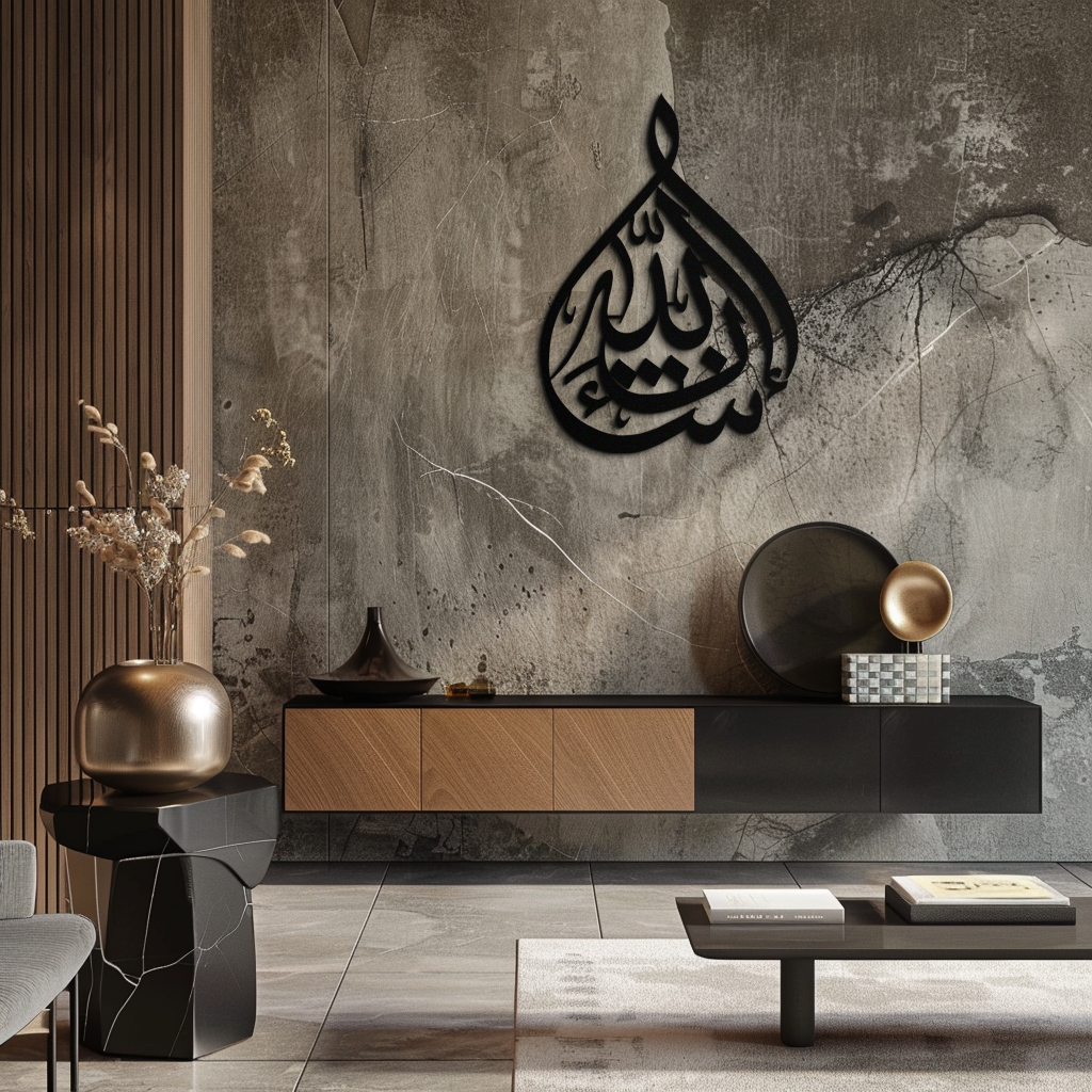 Bakara 12" Metal Wall Art - Elegant Islamic Calligraphy Steel Decor - KAF077