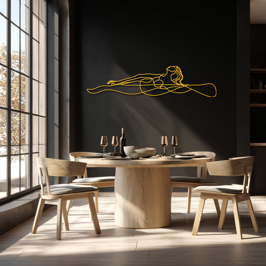 Reclining Woman Metal Wall Art - Minimalist Line Art Decor - KAF079