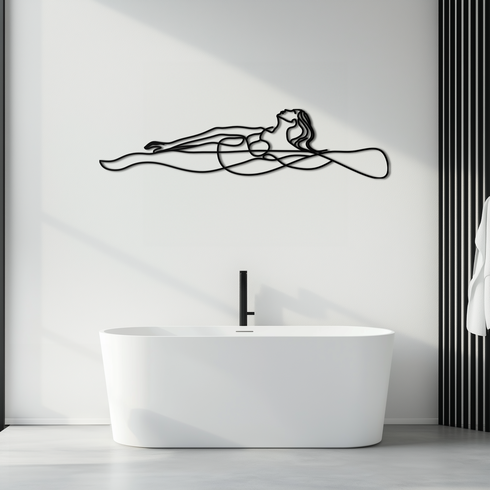 Reclining Woman Metal Wall Art - Minimalist Line Art Decor - KAF079