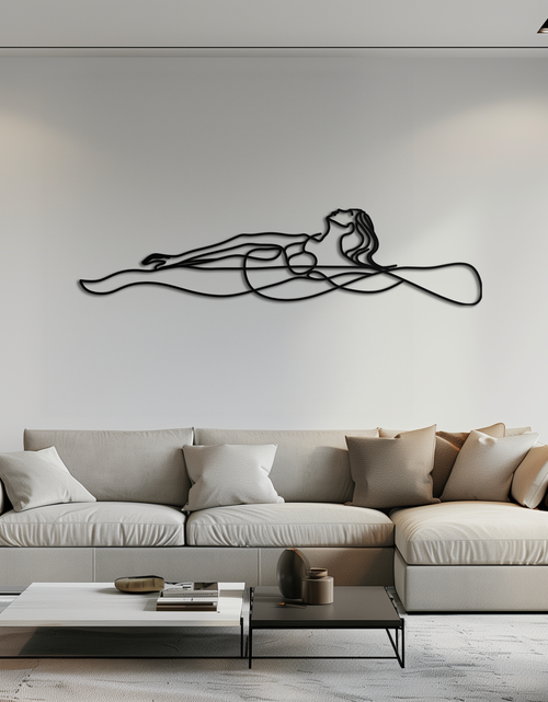 Load image into Gallery viewer, Reclining Woman Metal Wall Art - Minimalist Line Art Decor - KAF079

