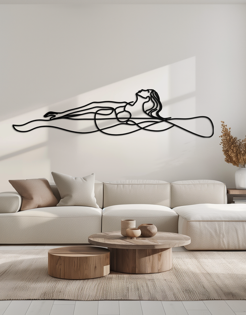 Load image into Gallery viewer, Reclining Woman Metal Wall Art - Minimalist Line Art Decor - KAF079
