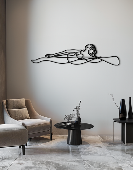 Reclining Woman Metal Wall Art - Minimalist Line Art Decor - KAF079