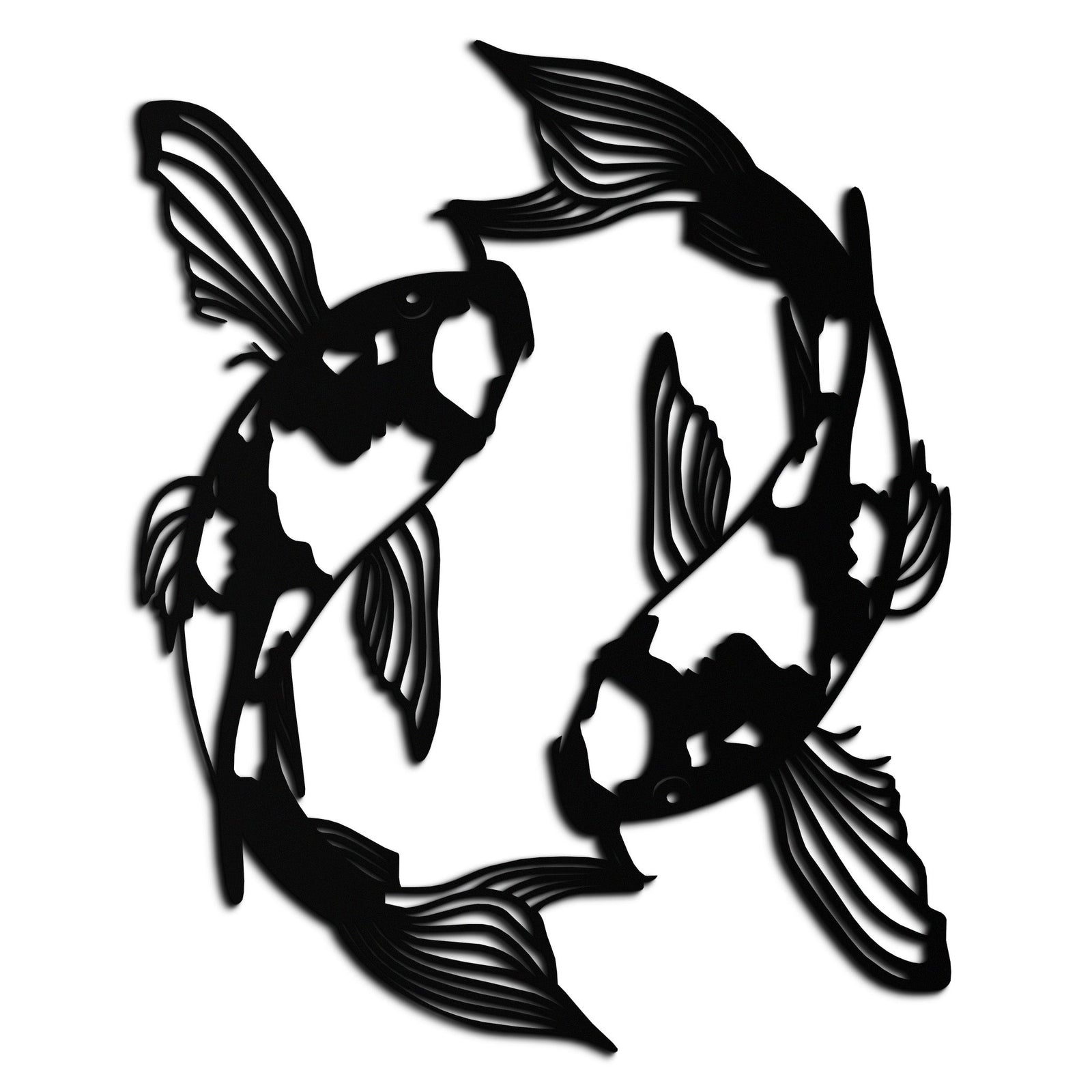 Koi Balığı Yin Yang Metal Duvar Sanatı - Zen Esintili Çelik Duvar Dekoru - KAF083