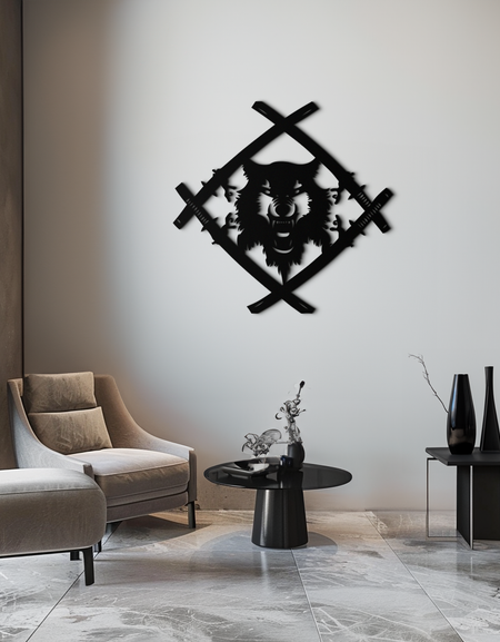 Samuray Kurt Metal Duvar Sanatı - Benzersiz Savaşçı Esintili Çelik Dekor - KAF087