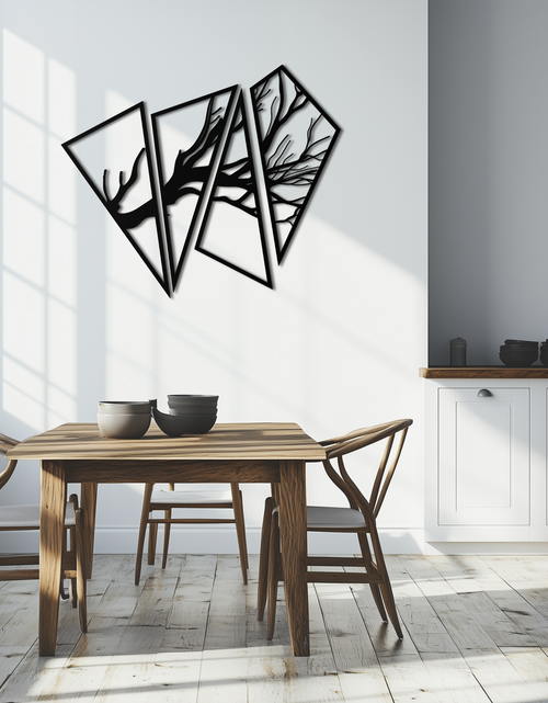 Resmi Galeri görüntüleyicisine yükleyin, Soyut Ağaç Dalı Metal Duvar Sanatı - Modern Geometrik Çelik Dekor - KAF088
