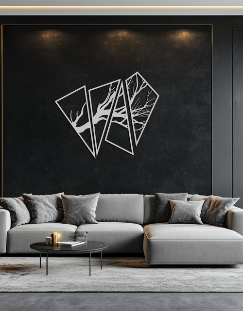 Resmi Galeri görüntüleyicisine yükleyin, Soyut Ağaç Dalı Metal Duvar Sanatı - Modern Geometrik Çelik Dekor - KAF088
