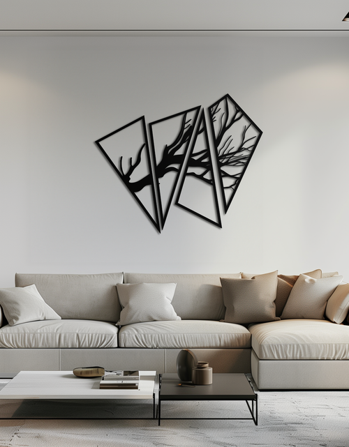Resmi Galeri görüntüleyicisine yükleyin, Soyut Ağaç Dalı Metal Duvar Sanatı - Modern Geometrik Çelik Dekor - KAF088
