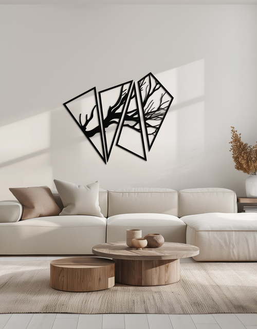 Resmi Galeri görüntüleyicisine yükleyin, Soyut Ağaç Dalı Metal Duvar Sanatı - Modern Geometrik Çelik Dekor - KAF088
