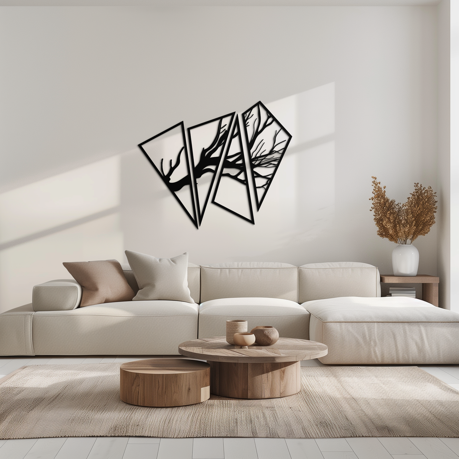 Soyut Ağaç Dalı Metal Duvar Sanatı - Modern Geometrik Çelik Dekor - KAF088