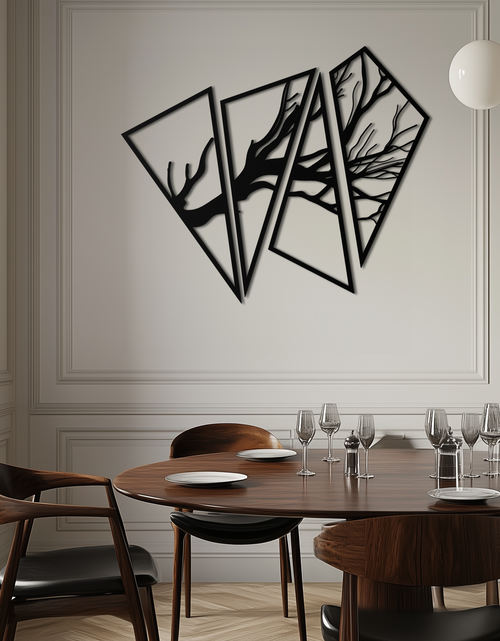 Resmi Galeri görüntüleyicisine yükleyin, Soyut Ağaç Dalı Metal Duvar Sanatı - Modern Geometrik Çelik Dekor - KAF088
