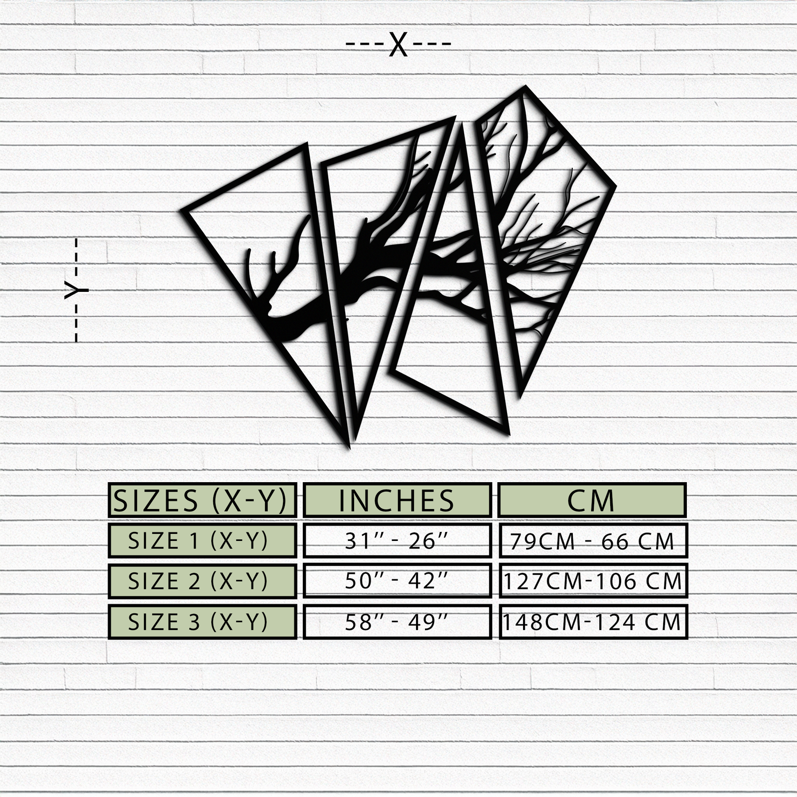 Soyut Ağaç Dalı Metal Duvar Sanatı - Modern Geometrik Çelik Dekor - KAF088