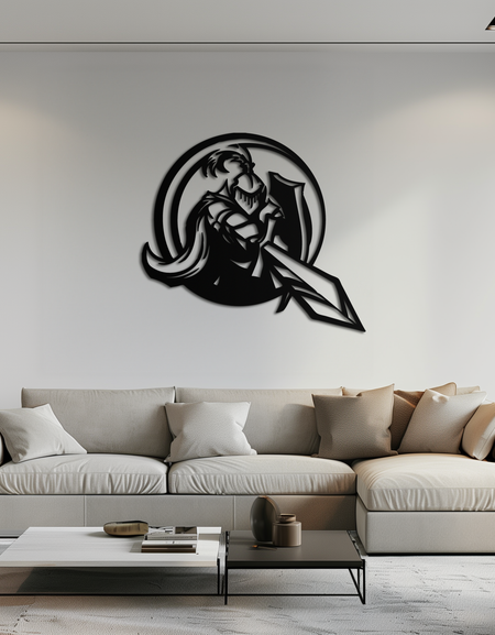 Şövalye Metal Duvar Sanatı - Ortaçağ Savaşçısı Duvar Dekoru - KAF089