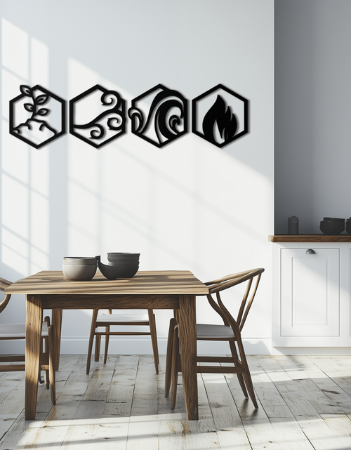 Resmi Galeri görüntüleyicisine yükleyin, Dört Element Metal Duvar Sanatı - Modern Element Sembolü Dekoru - KAF090
