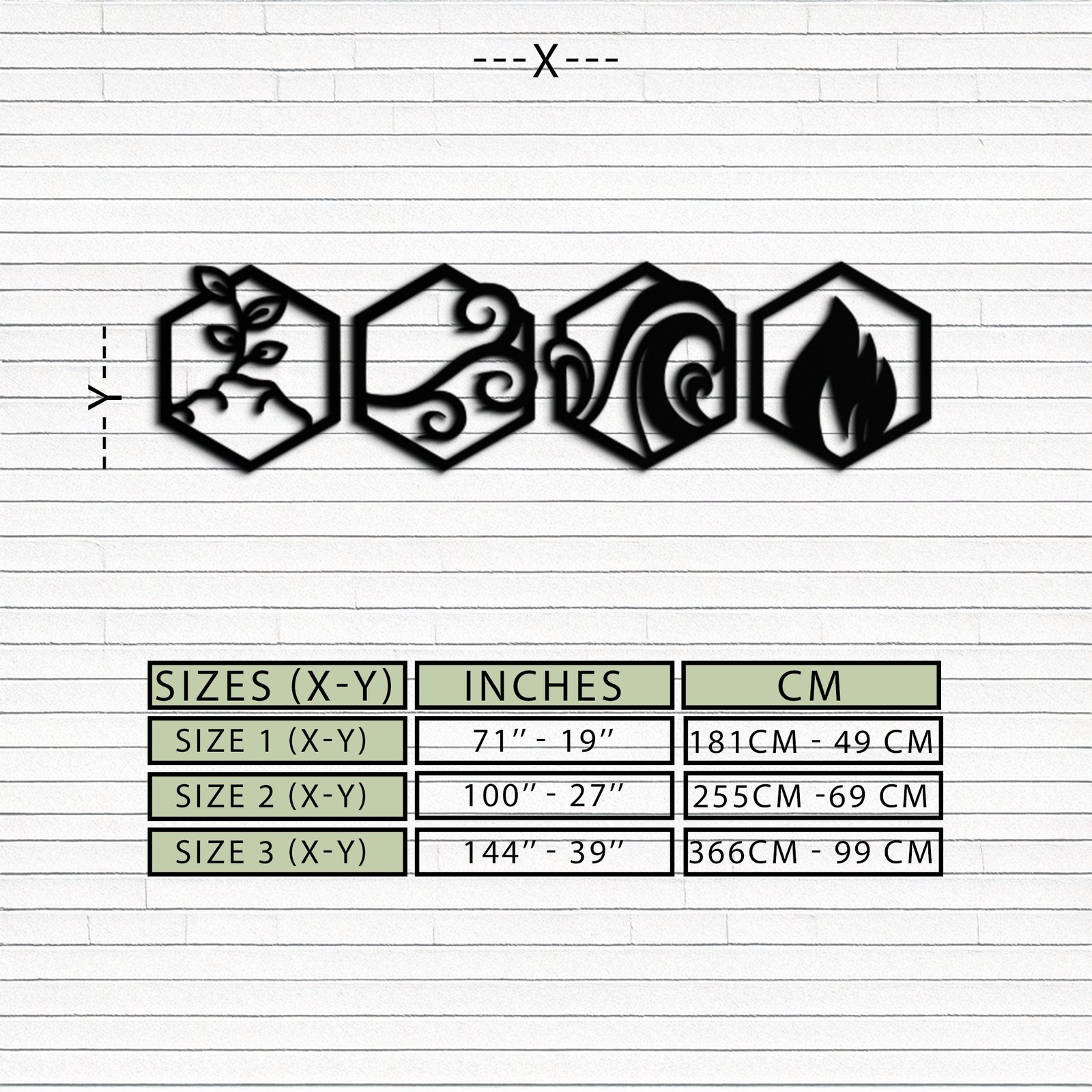Dört Element Metal Duvar Sanatı - Modern Element Sembolü Dekoru - KAF090