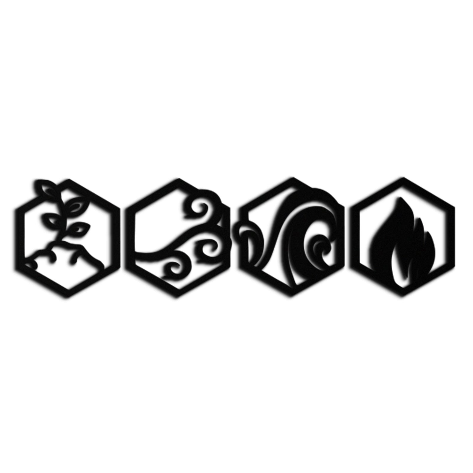 Dört Element Metal Duvar Sanatı - Modern Element Sembolü Dekoru - KAF090