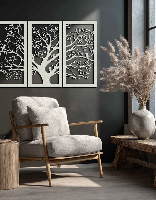 Load image into Gallery viewer, Tree of Life Metal Wall Art - 3-Piece Nature-Inspired Steel Decor - KAF093
